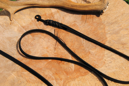 Lederleine geflochten 10mm x 5m mit Schlaufe schwarz
